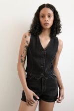 Black Denim Vest - Image 2