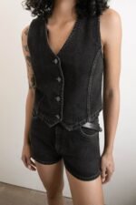 Black Denim Vest - Image 3