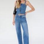 Denim Square Neck Tank Top