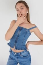 Denim Square Neck Tank Top - Image 2