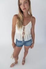 Sheer Tie-Front Tank Top - Image 2