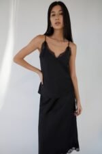 Lace Trim Satin Camisole Tank - Image 2