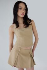 Linen Blend Halter Square Neck Top - Image 2
