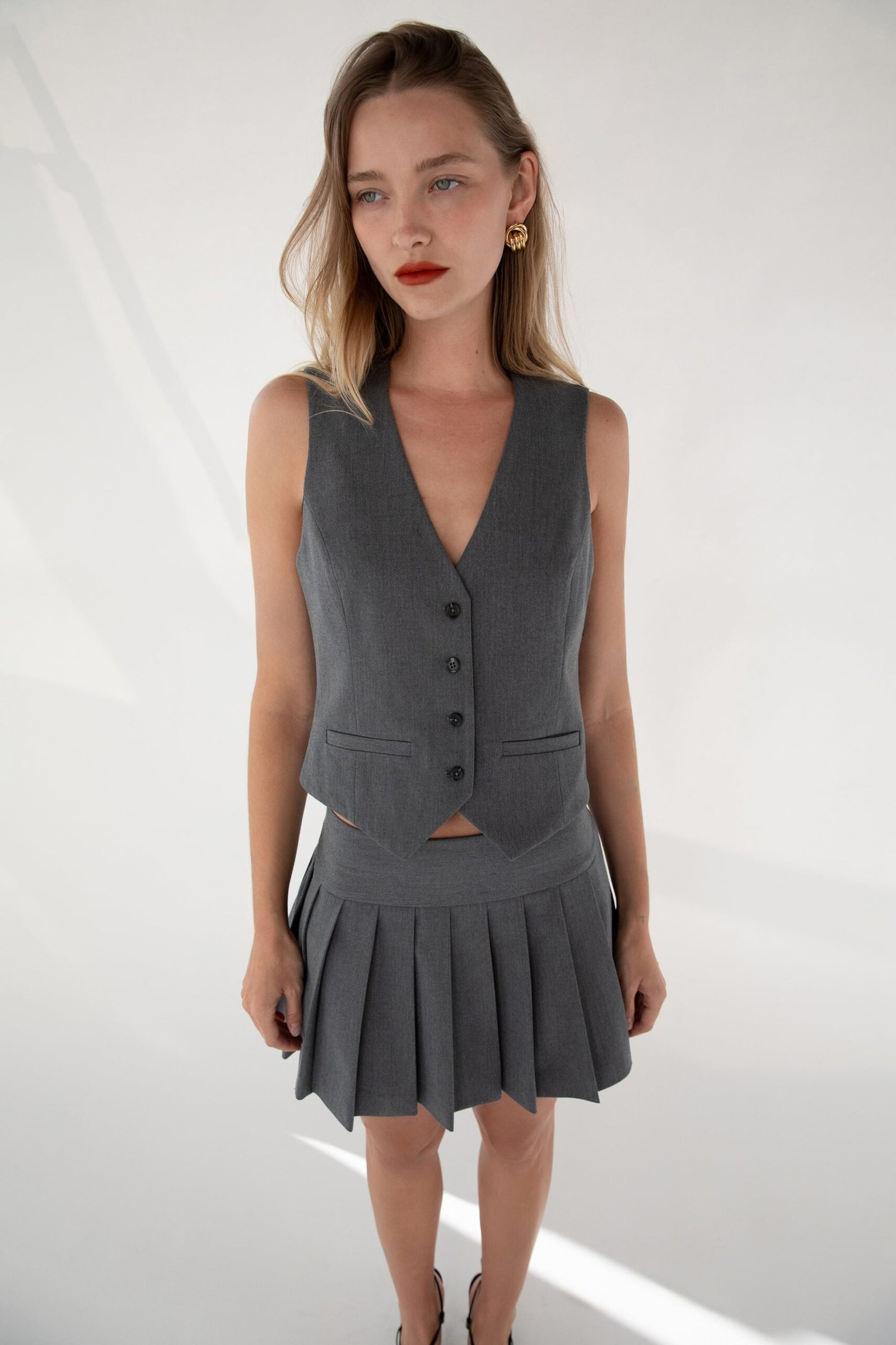 Blouse-13788_Medium_Heather_Grey-1.jpg Cropped Suiting Vest - Image 1