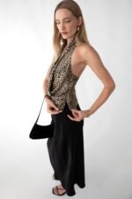 Satin Halter Cowl Neck Top - Image 2