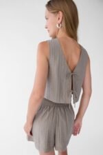 Gauze Tie Front Knit Tank Top - Image 4