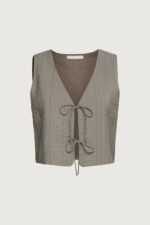 Gauze Tie Front Knit Tank Top - Image 6
