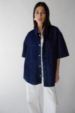 Oversized Short Sleeve Denim Shirt - Image 4