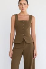 Square Neck Suiting Vest