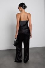 Asymmetrical Satin Lace Trim Tank Top - Image 5