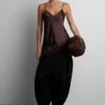 Asymmetrical Satin Lace Trim Tank Top