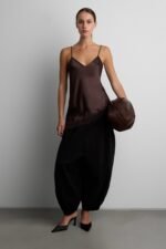 Asymmetrical Satin Lace Trim Tank Top