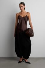 Asymmetrical Satin Lace Trim Tank Top - Image 2