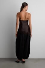 Asymmetrical Satin Lace Trim Tank Top - Image 4