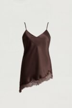Asymmetrical Satin Lace Trim Tank Top - Image 6