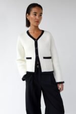 Contrast Trim Button Up Cardigan - Image 6