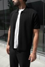 Short Sleeve Button Up Sweater