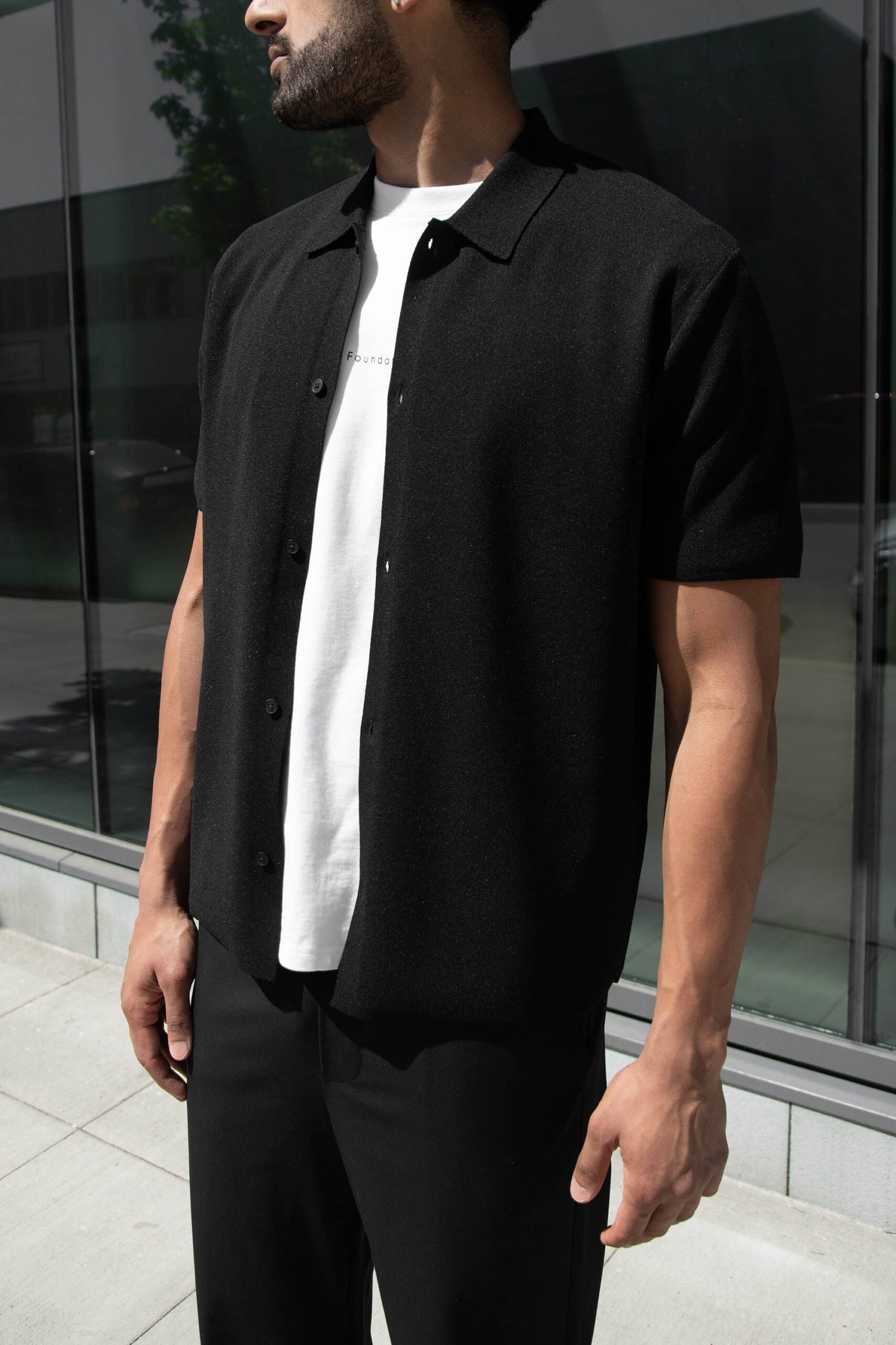 Cardigan-12196_Black-1.jpg Short Sleeve Button Up Sweater - Image 1