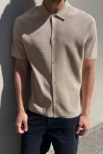 Short Sleeve Button Up Sweater - Image 6