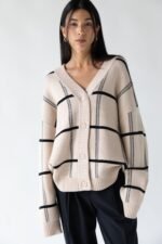 Oversized Grid Button Front Cardigan - Image 4