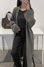 Cozy Long Open Front Cardigan - Image 5