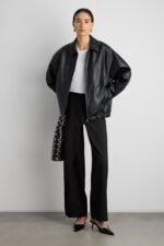 Vegan Leather Bomber Jacket - Image 4