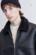 Vegan Leather Sherpa Jacket - Image 4
