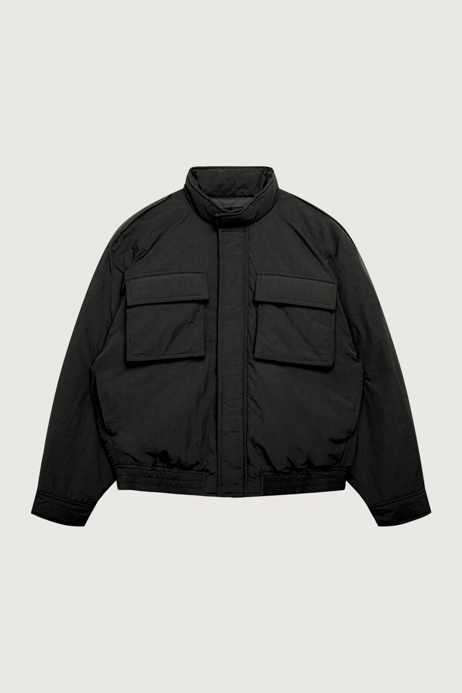 Coat-11912_Black-1.jpg LS OVERSIZED NYLON BOMBER JACKET| - Image 1