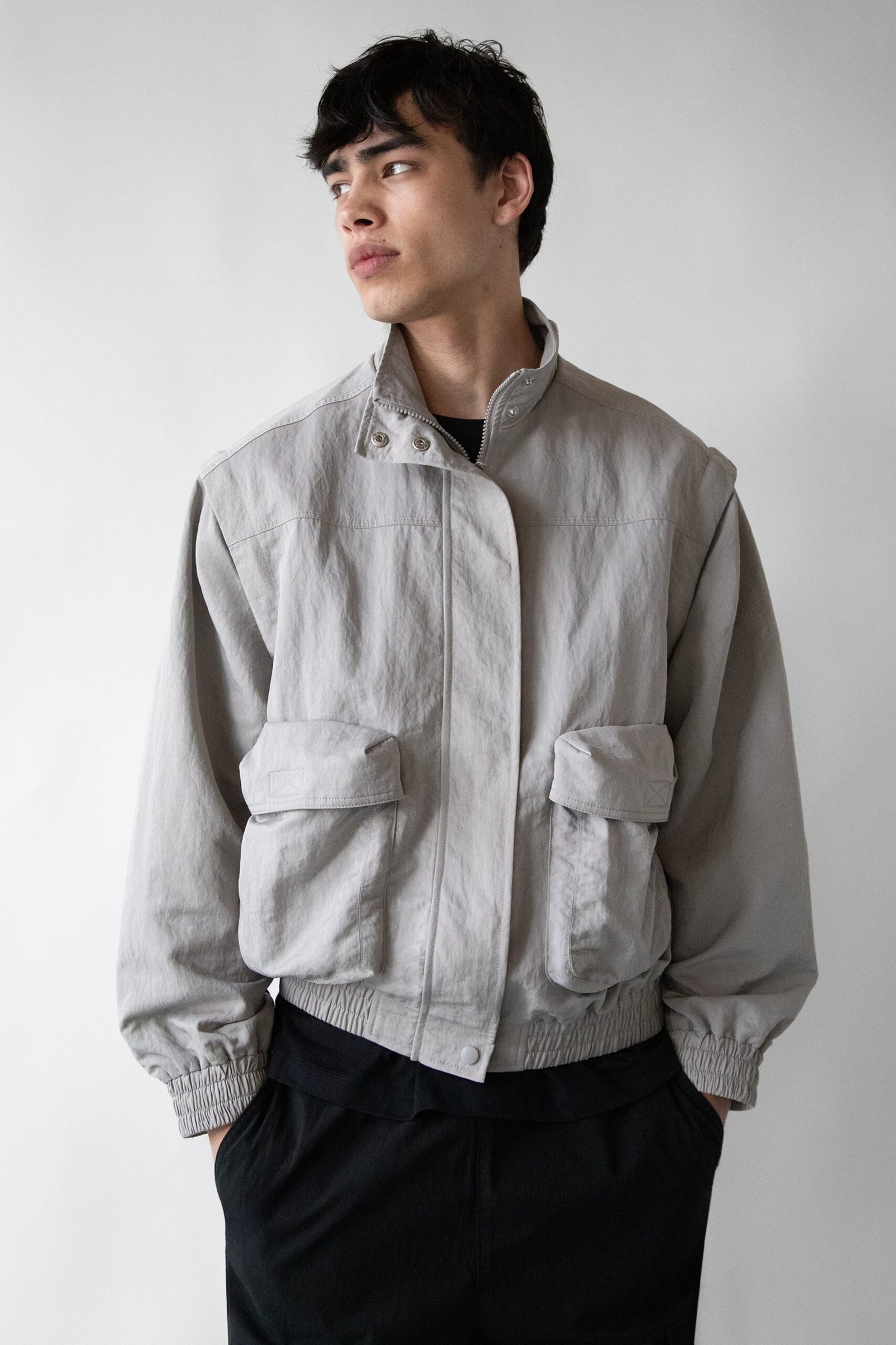 Coat-12188_Paloma-1.jpg Nylon Bomber With Zip-Off Sleeves - Image 1