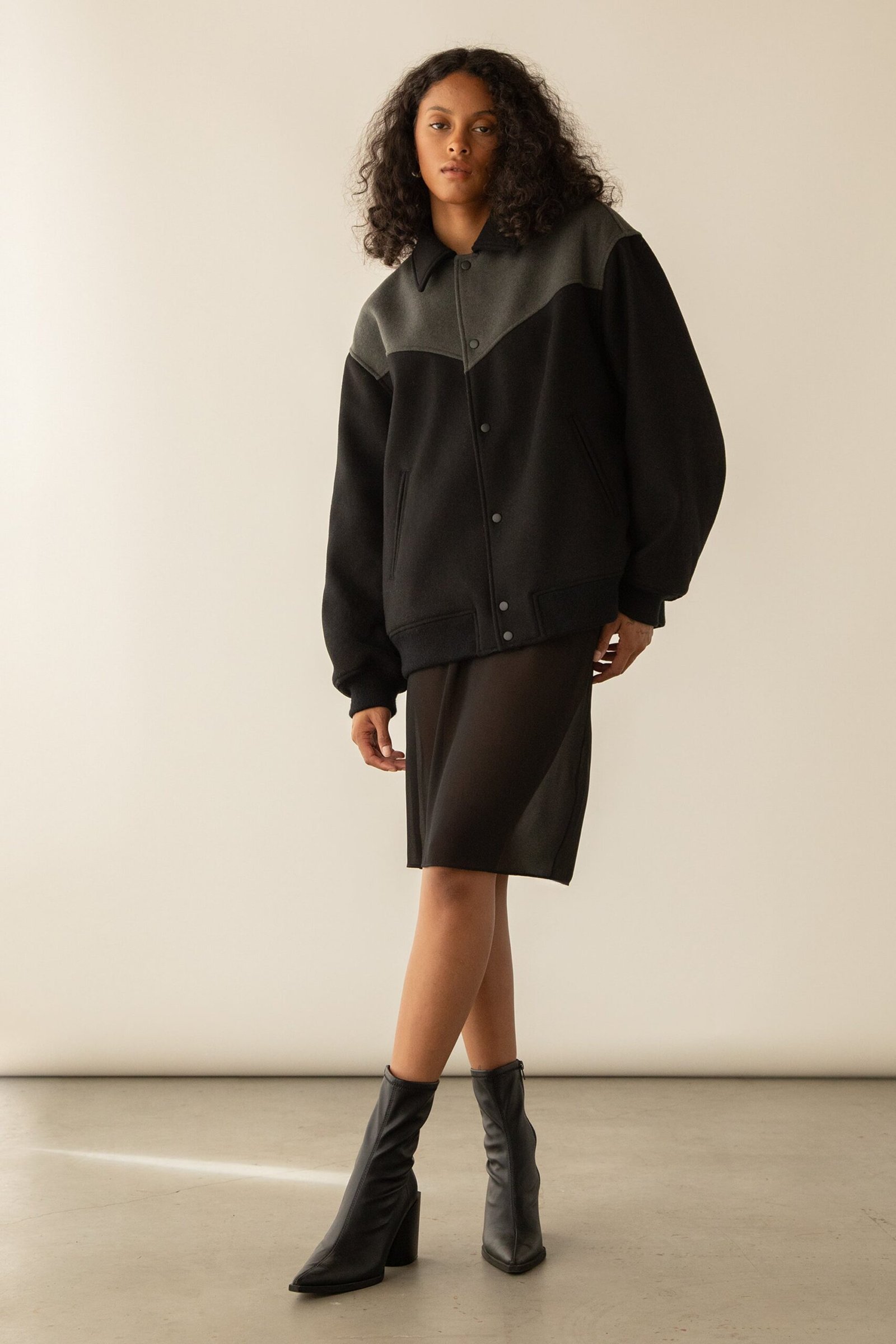 Coat-13071_Black_Gunmetal-1.jpg Western Inspired Wool-Blend Bomber Jacket - Image 1
