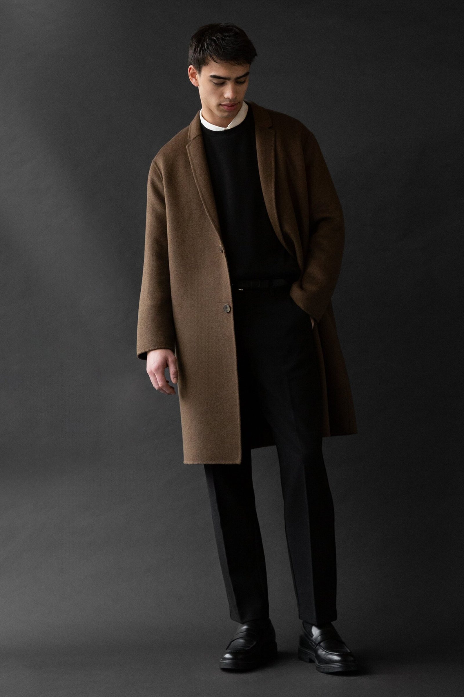 Coat-13205_Elmwood-1.jpg Double-Faced Wool Blend Coat - Image 1
