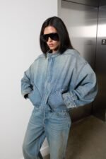 Denim Moto Bomber Jacket