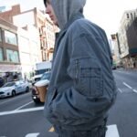 Washed Effect Cotton Utility Bomber Jacket