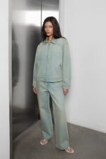 Collared Denim Bomber Jacket - Image 3