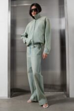 Collared Denim Bomber Jacket - Image 4