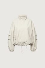 High Funnel Neck Cropped Drawstring Jacket - Image 6