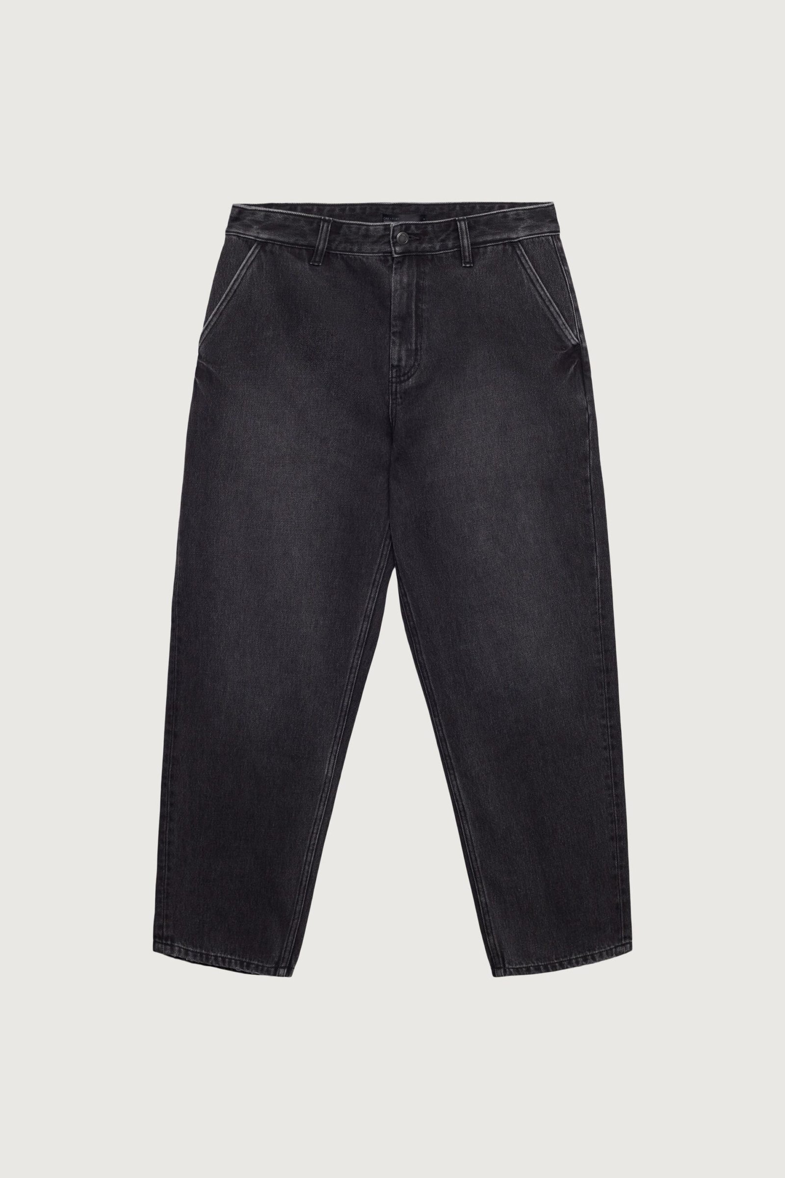 Denim-13703_Grey_Black-1.jpg Washed Black Tapered Leg Jean - Image 1