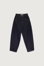 High Rise Barrel Leg Dark Blue Wash Jean - Image 3