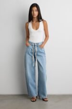 Mid-Rise Wide Leg Jean With Drawstring Waist - Image 2