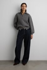 Mid-Rise Barrel Leg Boucle Textured Jean - Image 2