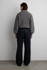 Mid-Rise Barrel Leg Boucle Textured Jean - Image 4