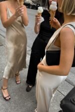 Satin V-Neck Slip Midi Dress - Image 6