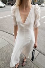 V-Neck Puff Sleeve Maxi Dress