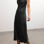 Cowl Neck Satin Midi Dress
