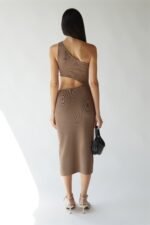 One Shoulder Knit Midi Dress With Cutout - Image 6