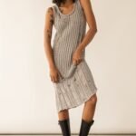 Sleeveless Rib-Knit Distressed Midi Dress