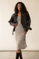 Sleeveless Rib-Knit Distressed Midi Dress - Image 2