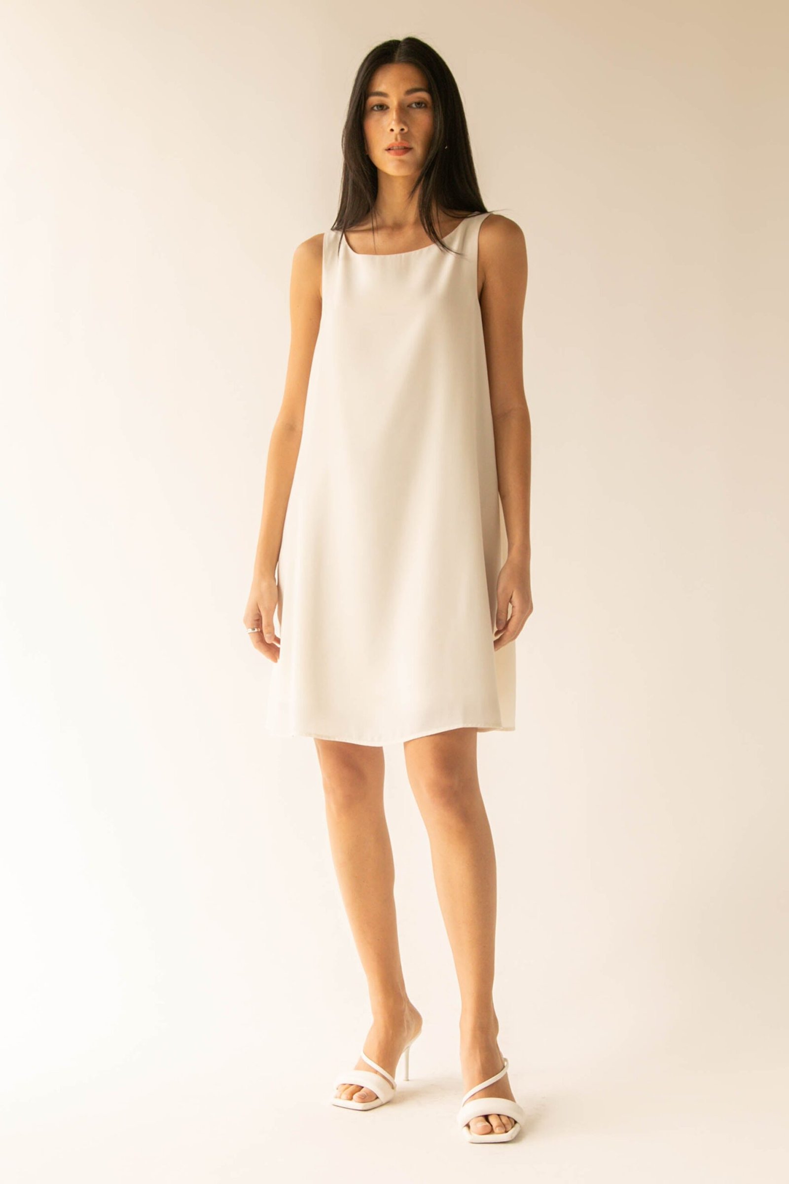 Dress-12322_Cream-1.jpg Sleeveless Mini Dress - Image 1
