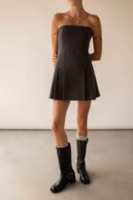 Twill Tube Pleated Mini Dress - Image 2