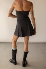 Twill Tube Pleated Mini Dress - Image 4